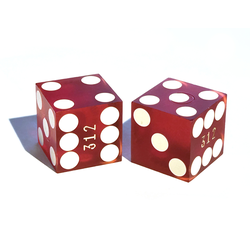 Cancelled Casino Dice Dark Red Clear with Serial Number 19mm (2).