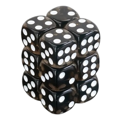 Vaettir Workshop: D6 Dice 16mm Translucent Black/white (12)