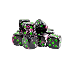 Chessex: D6 Dice 16mm Brush Paintball/green (12)